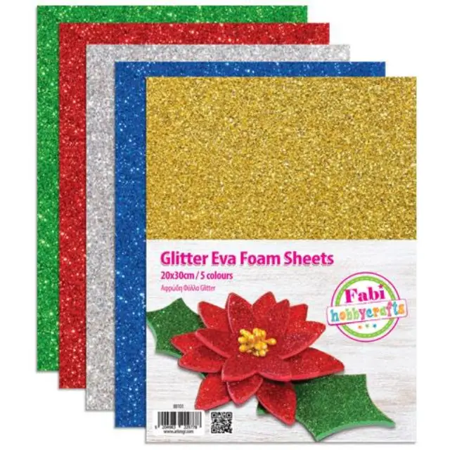 Αφρώδες Μπλοκ Fabi Glitter 20x30 2mm 5φ 5 χρώματα 88101