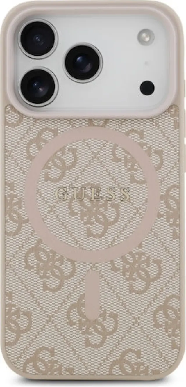Guess PU Leather 4G Colored Ring MagSafe Case for iPhone 17 Pro Max Pink 2