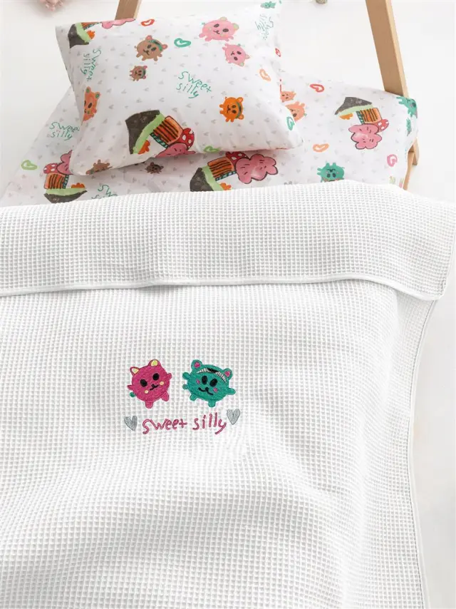 Κουβέρτα Κούνιας 100x150 Πικέ Palamaiki Candy2 White 100% βαμβακερό