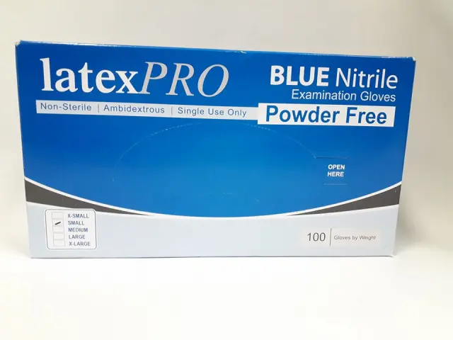 LatexPRO Blue Nitrile Powder Free Small 100 Gloves