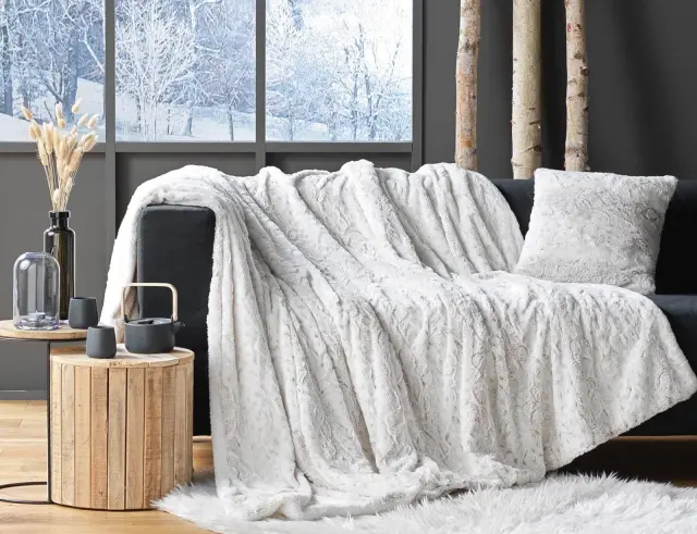 Κουβέρτα Alaska Douceur d'intérieur με εσωτερική επένδυση sherpa και διαστάσεις 180x220cm - White 1611591