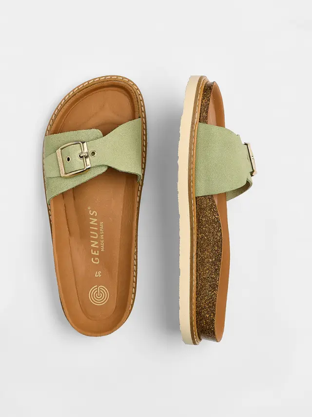 Genuins Πέδιλα Γυναικείο δέρμα Nubuck Πράσινο GEN/TORONTO VELOUR G106266 PARADIS 3