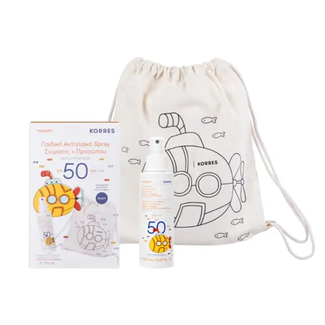 Korres PROMO PACK Γιαούρτι Παιδικό Αντηλιακό Σπρέι Σώματος & Προσώπου SPF50 150ml & Υφασμάτινη Τσάντα Για Ζωγραφική 1τμχ 2