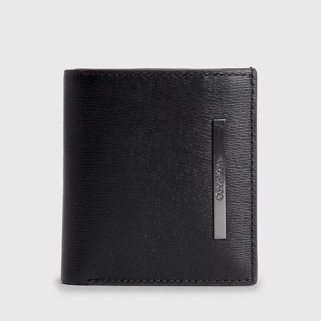 Calvin Klein - Ανδρικό Δερμάτινο Πορτοφόλι Ck Metal Trifold Wallet K50K510622-BAX Μαύρο
