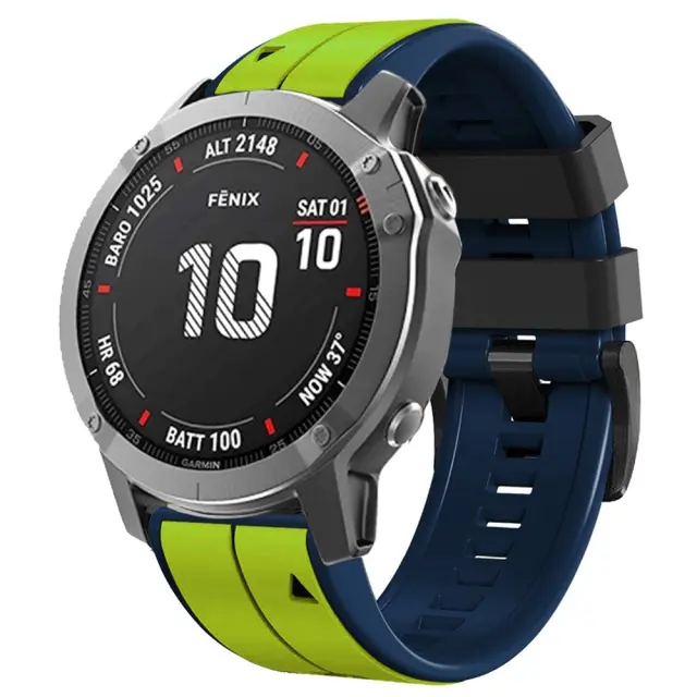 Dual Color Λουράκι για Garmin Fenix 3/5x/3hr/5x Plus/6x/6x Pro/7x/8/9 (51mm)-Lime/Blue OEM
