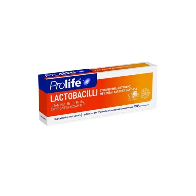 Epsilon Health Prolife Συμπλήρωμα Διατροφής με Ζώντα Γαλακτικά Βακτήρια, Πρεβιοτικα & Βιταμίνες Β - 7 Φιαλίδια των 8ml