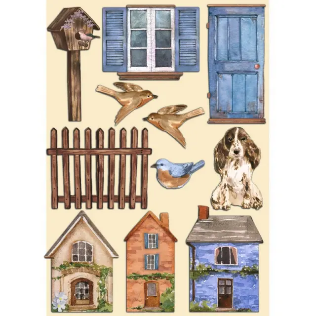 Ξυλάκια χρωματιστά διακοσμητικά A5, Create Happiness - Welcome Home, Home