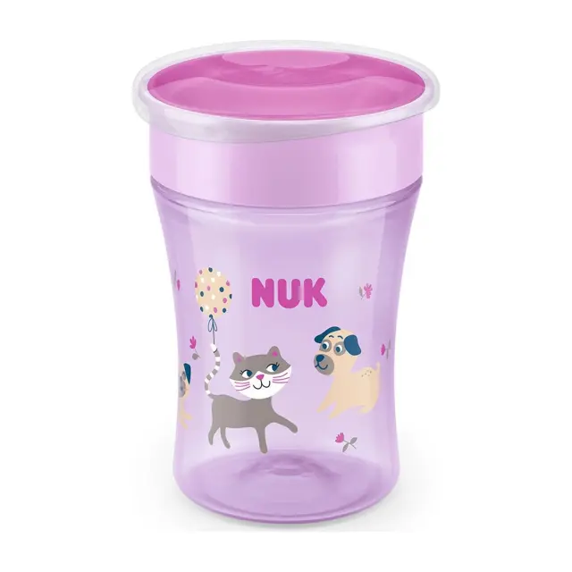 Nuk Magic Cup Εκπαιδευτικό Ποτηράκι από πλαστικό με Εύκολη Ροή 8+ μηνών Μπλε-Γατάκι, 230ml