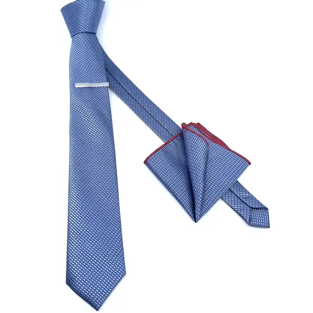 Σιέλ Σχεδιαστική Γραβάτα Microfiber Σετ με Μαντηλάκι 3