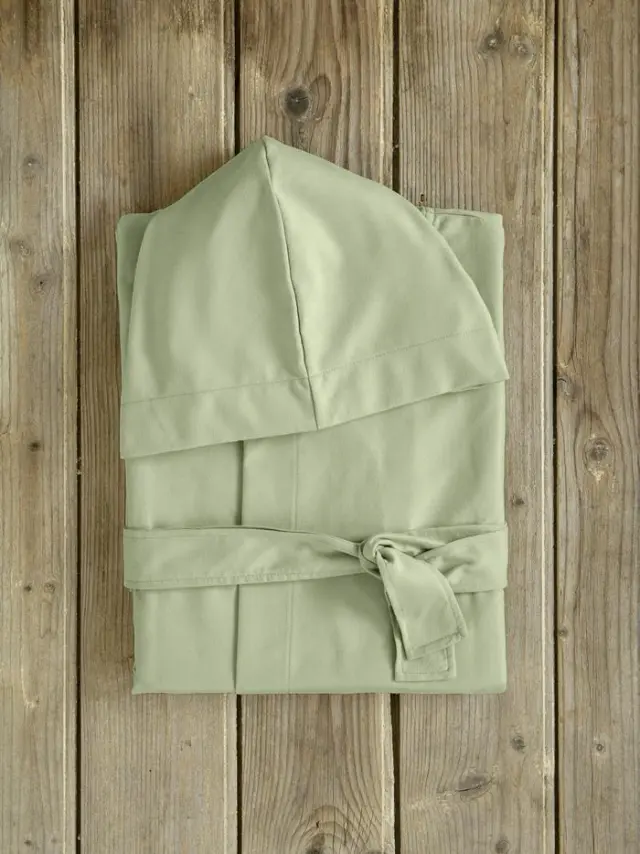 Μπουρνούζι με κουκούλα Comfort Light Khaki Medium microfiber nima 2