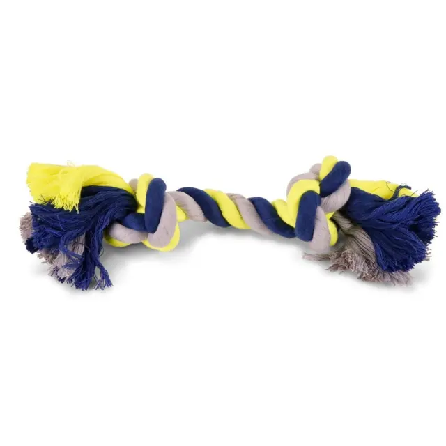 Vadigran Σχοινί Βαμβακερό 2 Κόμποι Μπλε-Κίτρινο 36cm 270gr