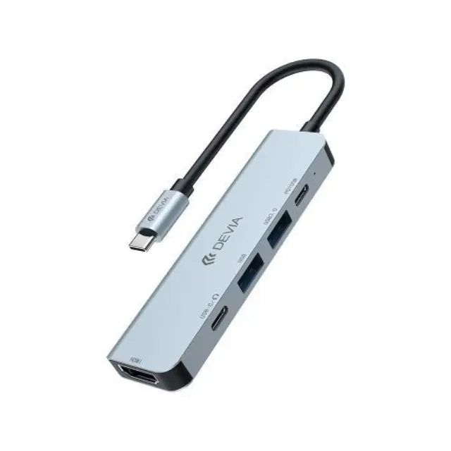 Hub USB C Devia EC702 5 σε 1 PD 100W & HDMI Leopard Γκρι N67016