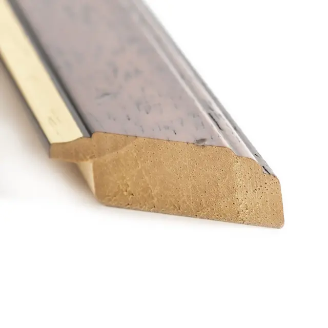 κορνίζα ξύλινη 40X50 τοίχου με χαρτόνι πασπαρτού για φωτογραφία 30X40 η 40Χ50 χρώμα καφέ καρυδιάς με σημάδια παλαίωσης και χρυσή γραμμή τζάμι ματ (Κ316/39) 3