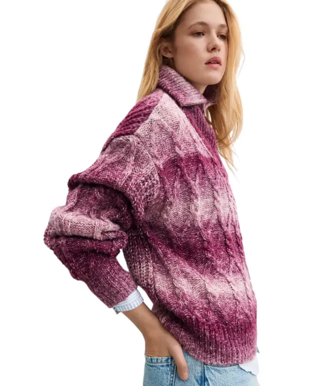 Desigual - Γυναικείο Πλεκτό Πουλóβερ Otto 26WWJF20-3017 Μωβ/Λευκό 3