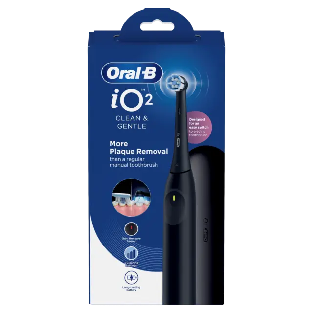 Oral B | iΟ Series 2 Clean & Care & with Travel Case Ηλεκτρική Οδοντόβουρτσα με Θήκη Ταξιδιού Μαύρη | 1σετ 2