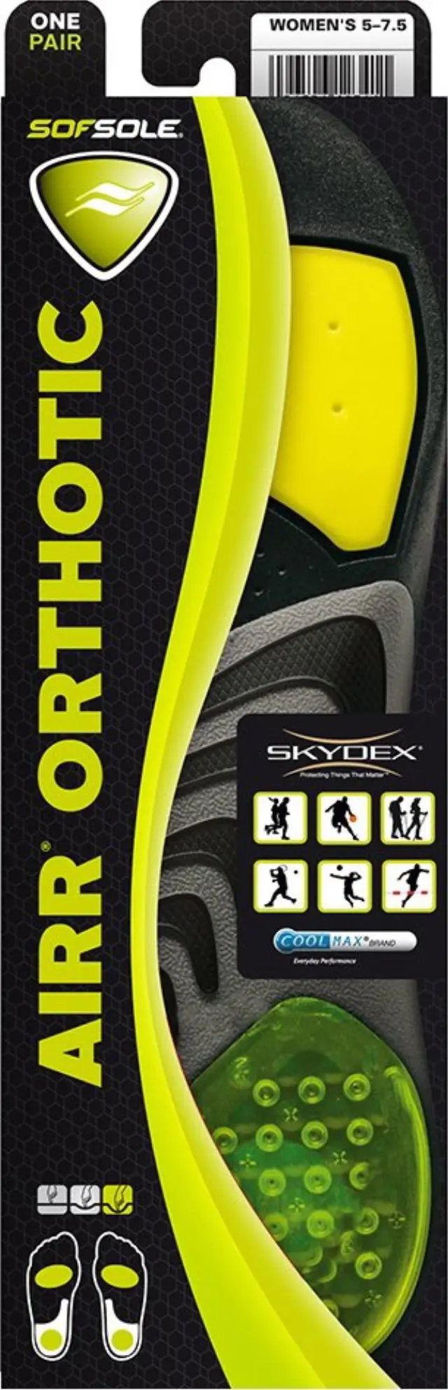 Sofsole Womens Airr Sport Insole 57101 Black (36- 38 EU)