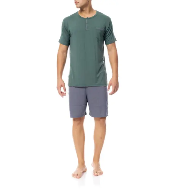 Πυτζάμα με 2 παντελόνια S-M538 GREY GEO Oil Green by Ulisse