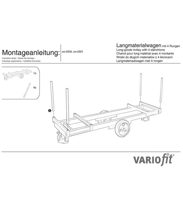 Variofit sw-2501 Καρότσι Μεταφοράς Επιμηκών Αντικειμένων με Αποστάτες για Φορτίο Βάρους ως 3000kg 2