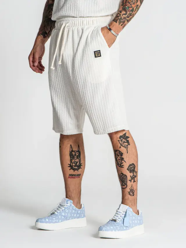 Gianni Kavanagh Ανδρικό WAFFLE LOOSE Shorts – White - XL 3