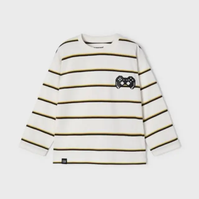Baby 6 μηνών έως 4 ετών Μπλούζα μακρυμάνικη ρίγες ECOFRIENDS κρεμ - 3Ε