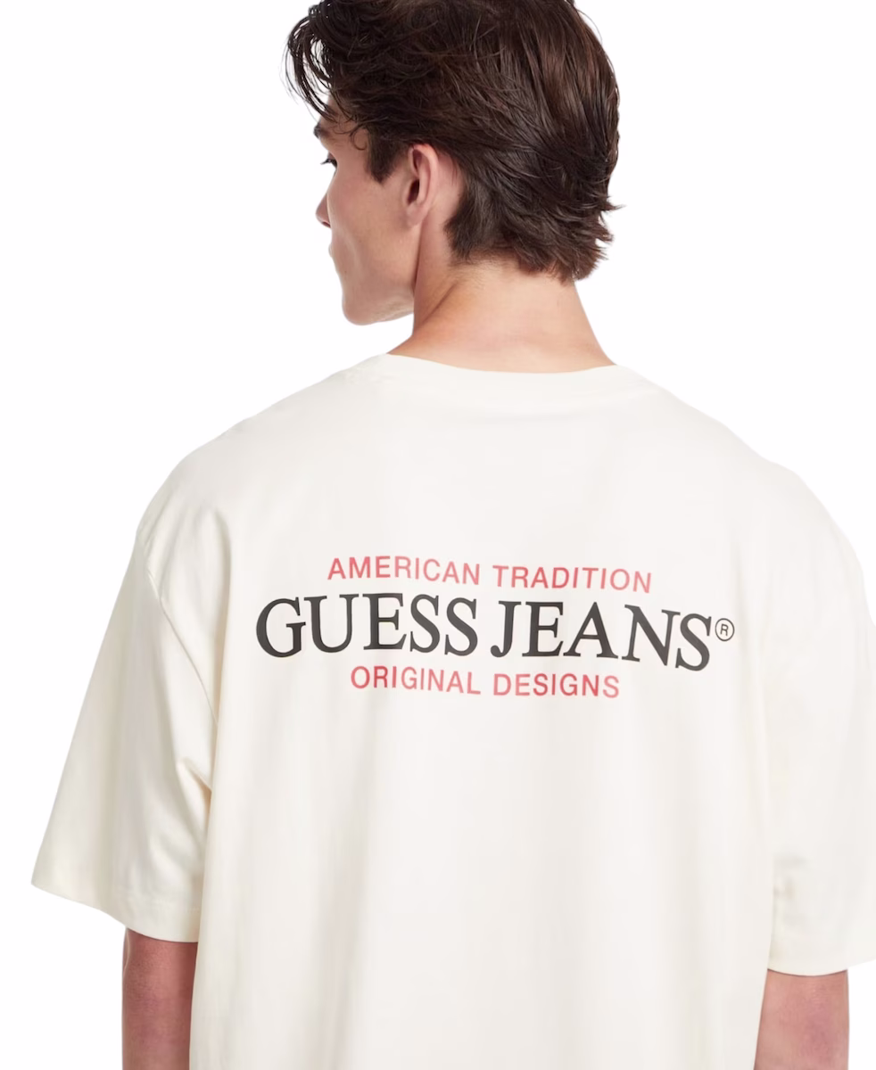 Guess Ανδρικό Μπέζ T-Shirt Με Λογότυπο Πίσω Μπεζ - L 3