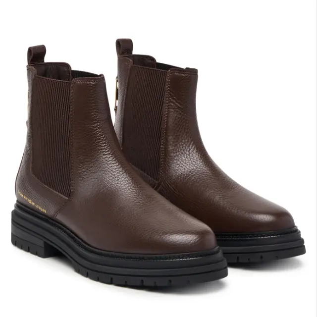 Γυναικεία Δερμάτινα Μποτάκια Tommy Hilfiger FW0FW09559-GT6 Καφέ Καφέ - 36 2