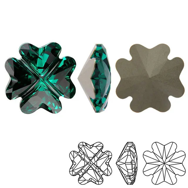 Swarovski 4785 Clover Fancy Stone Emerald 14mm - 1τεμ