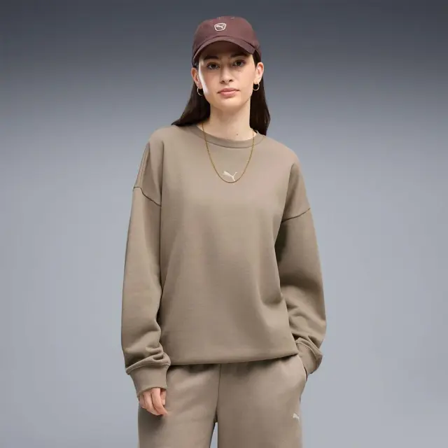 Puma Women's Essentials Logo Oversized Crew Sweatshirt Καφέ 685400-81 (Puma)