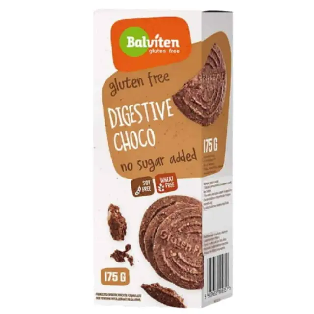 Μπισκότα Digestive με Σοκολάτα Xωρίς Γλουτένη & Ζάχαρη 175g - Balviten