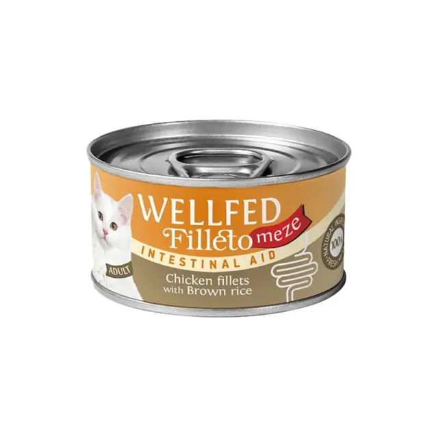 Wellfed Filleto Meze Intestinal Aid Κονσέρβα για Γάτες με Κοτόπουλο & Ρύζι 70gr