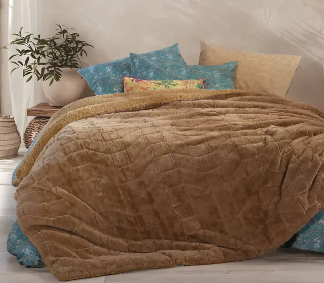 ΚΟΥΒΕΡΤΟΠΑΠΛΩΜΑ ΜΟΝΟ DISTRICT 160X220 NEF-NEF HOMEWARE CURRY
