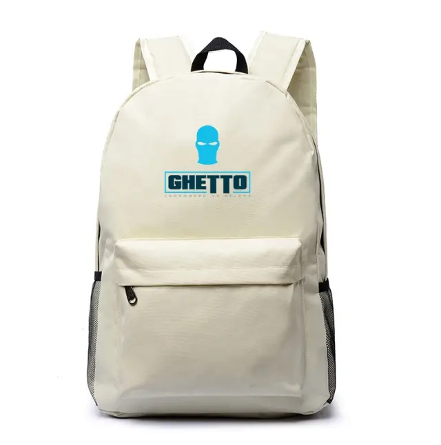 Ghetto Sport Backpack Mask Logo Unisex | Lightweight Streetwear Backpack White