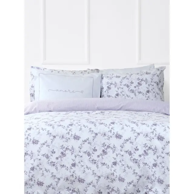 Ζεύγος Μαξιλαροθήκες 50x70 Φανελένιες Nima Merlin White-Lilac 100% βαμβακερό