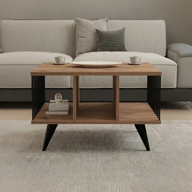 Τραπέζι σαλονιού Pena pakoworld sonoma με μαύρο 90x60x39,5εκ 3