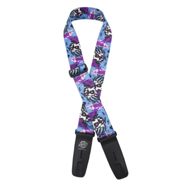 Lock-It Poly Plush 2" Ζώνη Κιθάρας - Μπάσου Blue Violet Skull