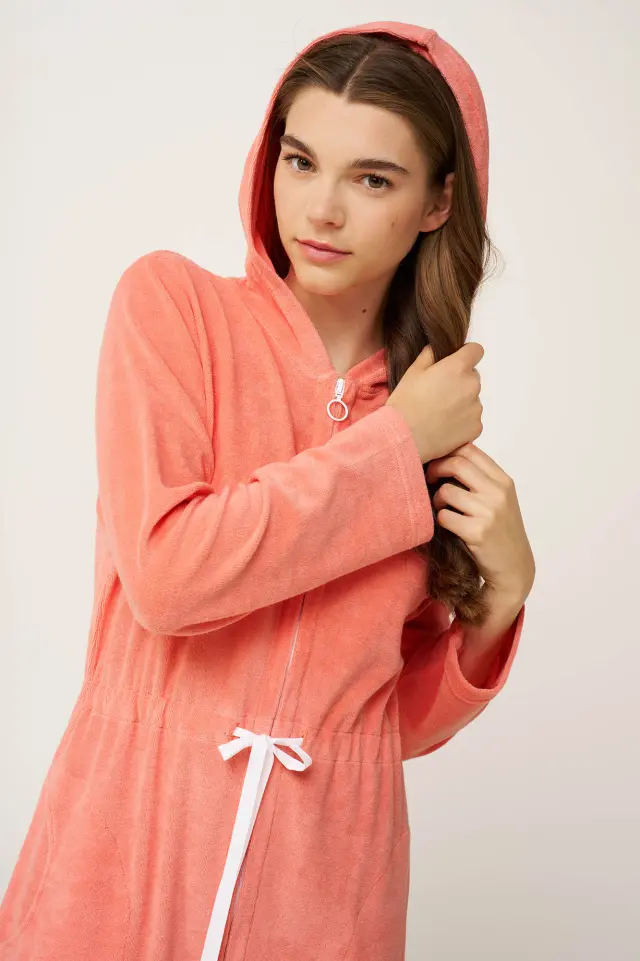 Frottee Ρόμπα Παραλίας με Κουκούλα 24506 PEACH AMBER 3