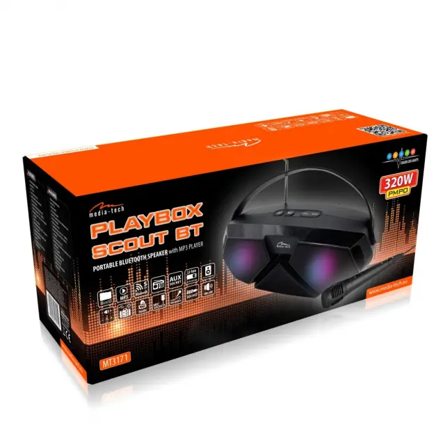 Φορητό Ηχείο Bluetooth Media-Tech Playbox Scout MT3171 8W RMS, AUX-IN, 3.5mm, BT 5.0, USB, Micro SD, Πολύχρωμο Φωτισμό 2