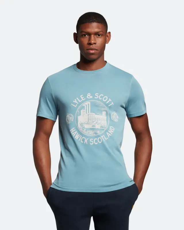 LYLE + SCOTT HAWICK PRINT T-SHIRT ΑΝΔΡΙΚΗ ΜΠΛΟΥΖΑ - W825/SKIPTON BLUE SKIPTON BLUE 3
