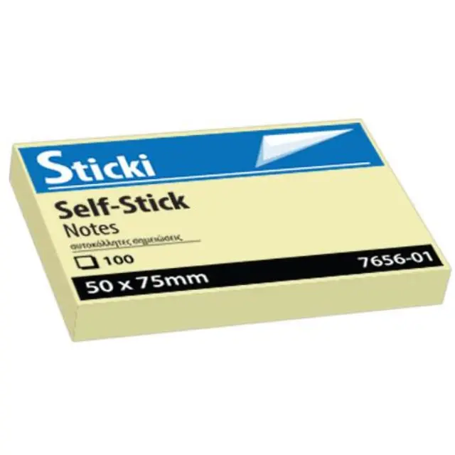 Αυτοκόλλητα χαρτάκια Sticki Κίτρινα 50x75mm 100φ 7656-01