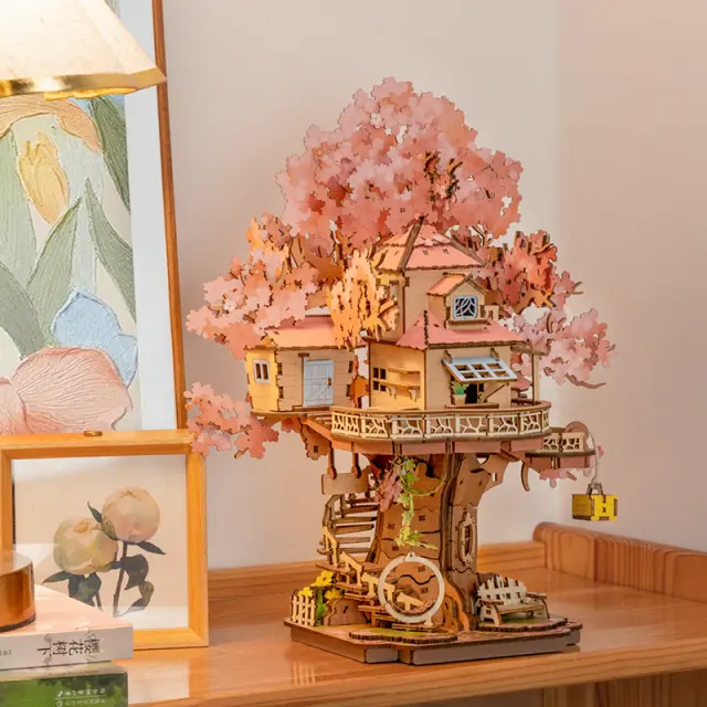 Robotime Ξύλινη Κατασκευή 3D Sakura Tree House TGS04 2