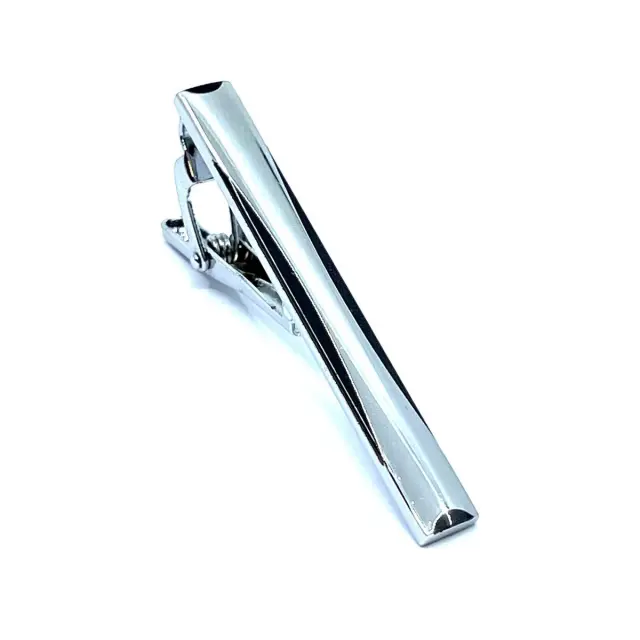 Ασημί Μαύρο Κλιπ Γραβάτας 5,5 cm με Σμάλτο – LGTC/5.5-42
