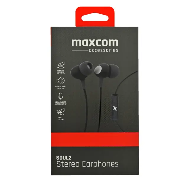 Hands Free Maxcom Soul 2 Stereo Earphones 3.5mm Μαύρα με Μικρόφωνο και Πλήκτρο Απάντησης/Σίγασης 2