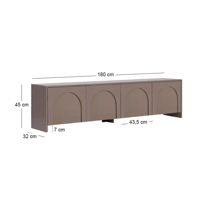 Έπιπλο τηλεόρασης Aurelia Megapap χρώμα μόκα 180x32x45εκ. 2