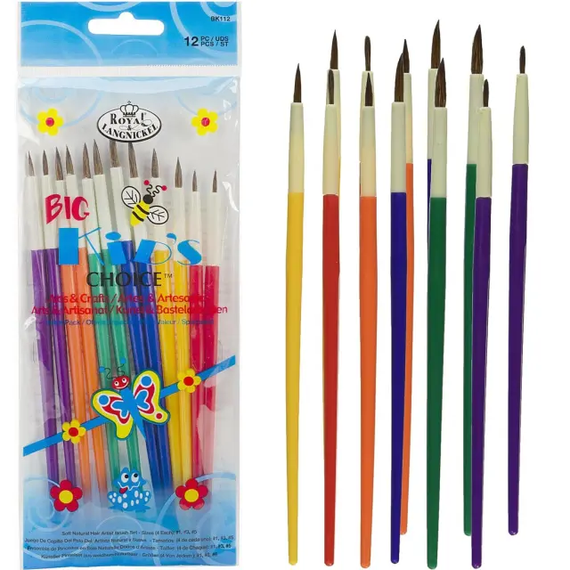 Royal & Langnickel Σετ 12 Πινέλα Big Kids Choice Deluxe Φυσική Τρίχα Στρογγυλά