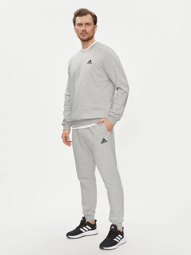 adidas Performance Essentials Fleece Γκρί - Ανδρική Μακρυμάνικη Μπλούζα - M 2