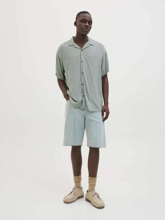 JJEJEFF SOLID RESORT SHIRT S/S SN Iceberg Green 2