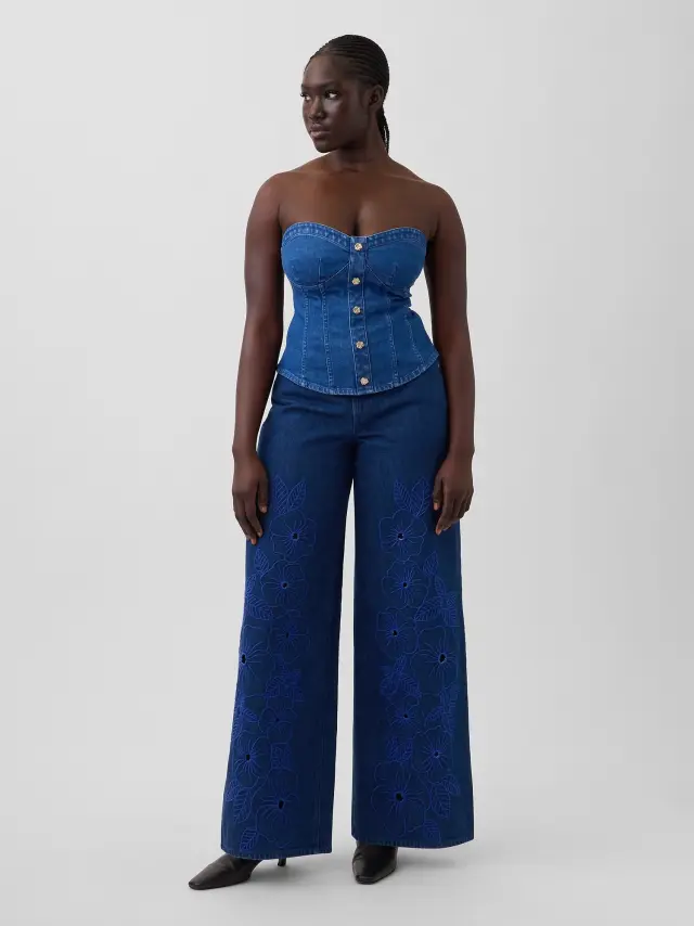 Γυναικείο Gap × HFR Τζιν Low Slung Φλοράλ Παντελόνι Extra Baggy απο την Atelier Ndigo Rinse wash