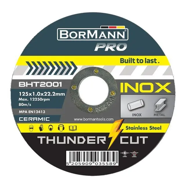 Bormann BHT2001-D - ''THUNDER-CUT" ΙΝΟΧ EXTRA LONG CERAMIC Φ125x1mm DISPLAY