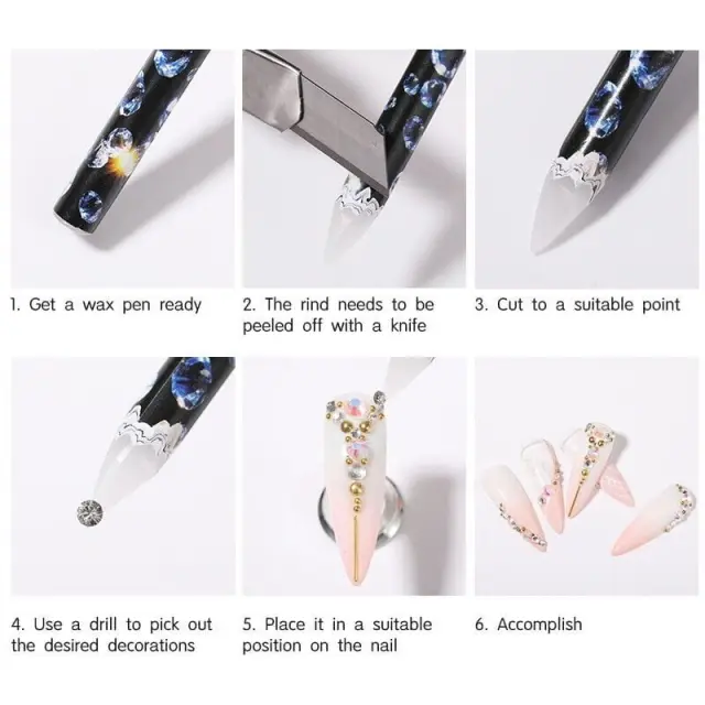 Στυλό Τοποθέτησης Στρας Νυχιών 12τμχ - Rhinestone Picker Wax Pen 12pcs 039468 2