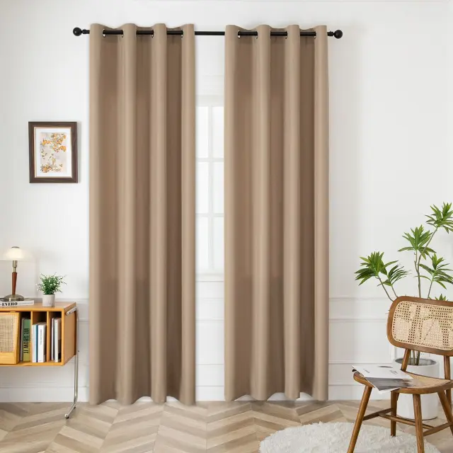 Beauty Home Κουρτίνα μεσαίας σκίασης με 8 μεταλλικούς κρίκους Effect Art 8443 140x270 Μπεζ